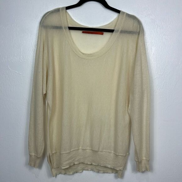 Feel The Piece Cashmere Ivory Relaxed Fit Scoop Neck Pullover Sweater One Size - Picture 1 of 9